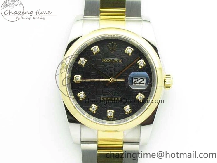 0404 Reliable Datejust 116234 36mm DJF 1:1 Best Edition Black Com Diam Dial On SS YG Oyster Bracelet SA3135 V 3487